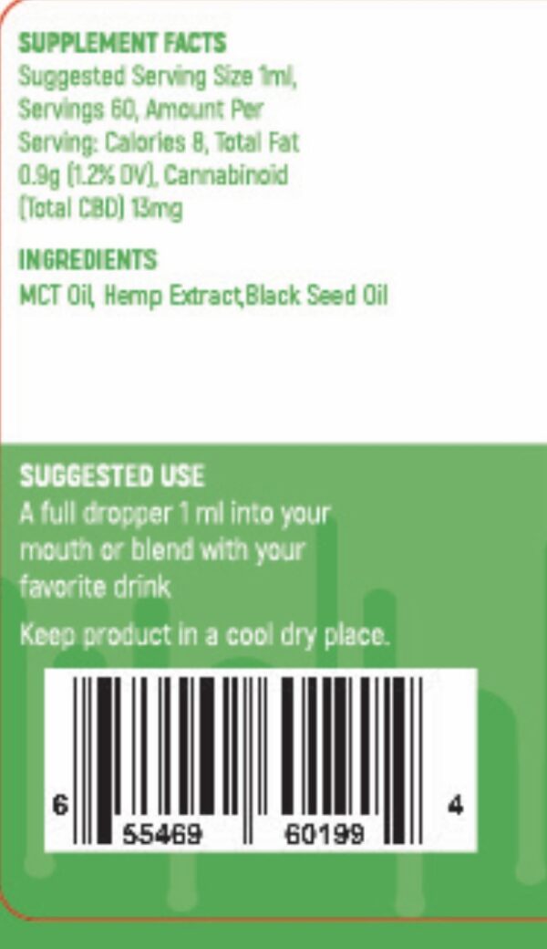 800 MG CBD MCT Oil with Black Seed Oil - Image 2